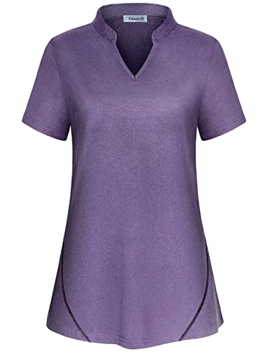 Vldnery Moisture Wicking Shirts for Women Golf Polo Athletic Tops Workout Yoga Tshirt Hiking Tennis XL