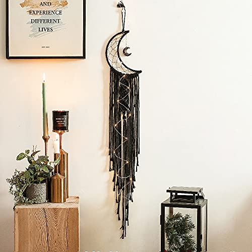 styleonme Moon Macrame Wall Pediments, Boho Room Decor, Teen Girls Room Decor, Gifts for Girls, Gifts for Women, Gifts for Mom, Moon Textiles Handmade (Black) | The Storepaperoomates Retail Market - Fast Affordable Shopping