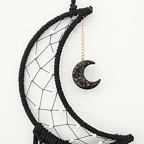 styleonme Moon Macrame Wall Pediments, Boho Room Decor, Teen Girls Room Decor, Gifts for Girls, Gifts for Women, Gifts for Mom, Moon Textiles Handmade (Black) | The Storepaperoomates Retail Market - Fast Affordable Shopping