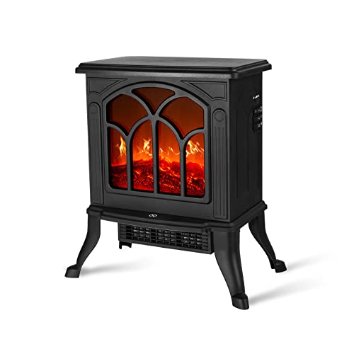 VIZTY Electric Fireplace Heater, Freestanding Fireplace Mantel with Realistic Dancing Flame Effect 1500W/18 Inch, Overheating Safety Protection Fireplace Stove, Portable Indoor Space Heater