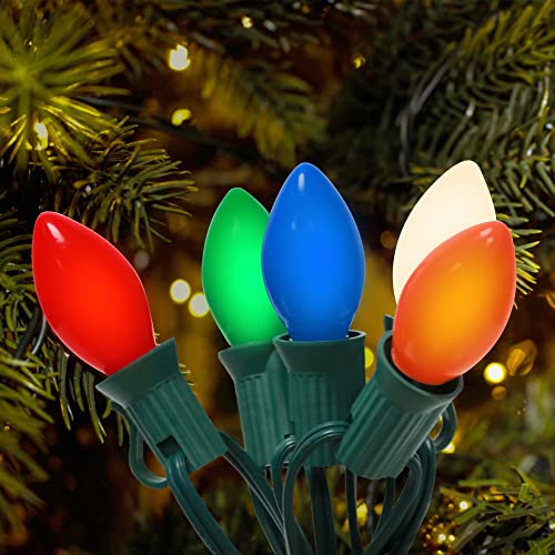 C7 Christmas Lights, 25FT Vintage Christmas Light String with 25 Bulbs, Outdoor Colorful Christmas Lights with Clips Suitable for Terrace, Garden, Courtyard, Roof ,Christmas Tree holiday Decoration