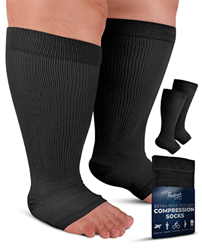 Pembrook Toeless Compression Socks Wide Calf for Women and Men – 20-30mmHg | 6XL Plus Size Compression Socks for Women