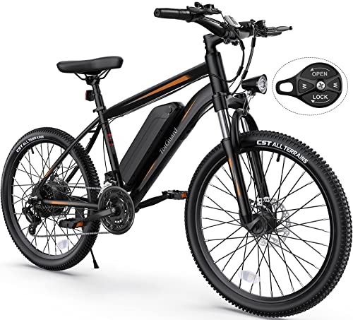 TotGuard Electric Bike, Electric Bike for Adults 26” Ebike with 350W Motor, 19.8MPH Electric Mountain Bike with Lockable Suspension Fork, Electric Bicycle 36V/10.4Ah Battery, 21 Speed Gears