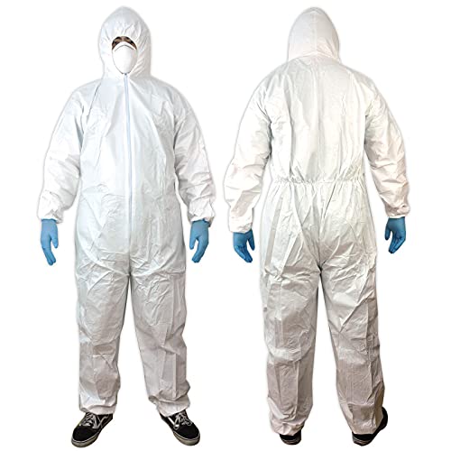 Disposable Coverall, One-piece Cover Suits Paint Coverall Lab Coveralls with Front Zipper Elastic Hood Suit Cuffs Ankles Waist, Unisex Dustproof Suit for Painting, Cleaning, Manufacturing (1PC, 3XL) | The Storepaperoomates Retail Market - Fast Affordable Shopping