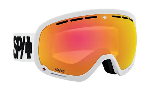 SPY Optic Marshall Snow Goggle, Winter Sports Protective Goggles, Color and Contrast Enhancing Lenses, Matte White – Happy ML Rose with Red Spectra Mirror Lenses