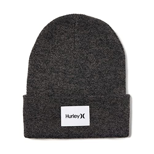 Hurley Men’s Winter Hat – Seaward Patch Cuffed Beanie, Size One Size, Charcoal Heather