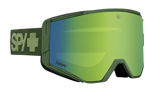 SPY Optic ACE Snow Goggle, Winter Sports Protective Goggles, Color and Contrast Enhancing Lenses, Monochrome Olive – Happy LL Yellow with Green Spectra Mirror Lenses