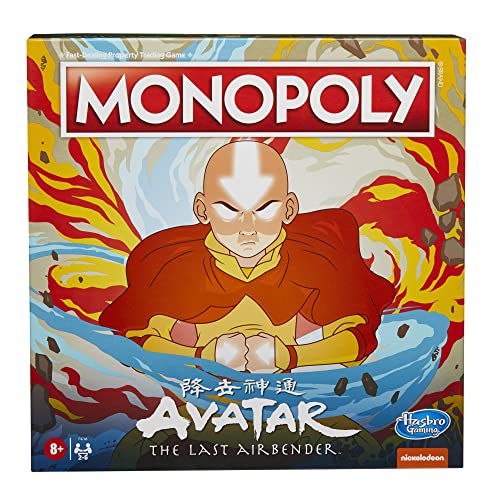 Monopoly: Avatar: Nickelodeon The Last Airbender Edition Board Game for Kids Ages 8 and Up, Play as a Member of Team Avatar (Amazon Exclusive)