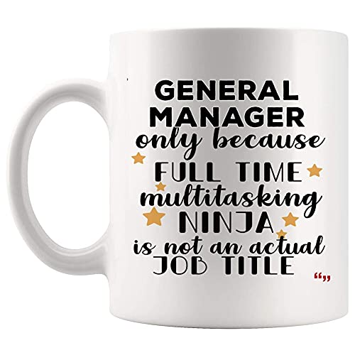 Funny Ninja General Manager Mug Coffee Cup Managers Men Women Present Mugs – Boss MR HR QA Office Safety Project Sale Property Product State Case Account Birthday Present J6FO2K