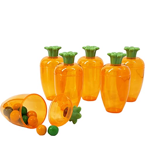 The Dreidel Company Fillable Easter Carrots Containers, Bright Orange Plastic Easter Carrot, Perfect For Easter Hunt, Surprise Carrot, 5.5″ Inch Carrots (6-Pack)