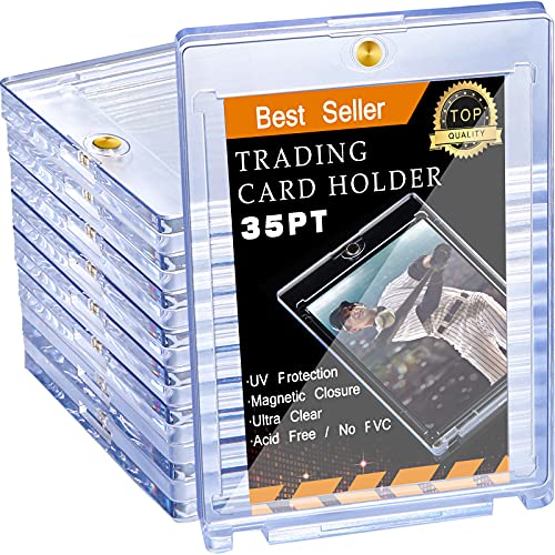 10 Pieces Magnetic Card Holder 35 PT Trading Cards Protectors Clear Acrylic Cards Protectors for Baseball Football Sports Card Trading Cards Game Card Storage and Display
