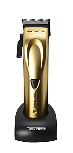 Turbo Power Forte Clipper #TPFC1, Professional Hair Clipper, Magnetic Motor Technology, Fully Adjustable Blade, Charging Stand, Black Diamond DLC Blade