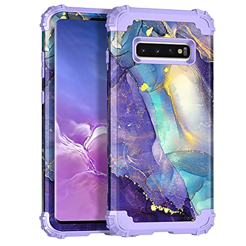 Rancase for Galaxy S10 Case,Three Layer Heavy Duty Shockproof Protection Hard Plastic Bumper +Soft Silicone Rubber Protective Case for Samsung Galaxy S10,Purple