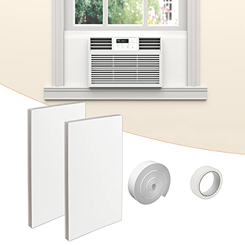 GCGOODS Window Air Conditioner Insulated Foam Panels, Winter Surround Insulation Side Panel with Top Seal Strip for Window AC Unit Indoor, White