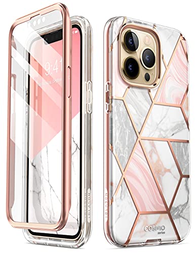 i-Blason Cosmo Series Case for iPhone 13 Pro 6.1 inch (2021 Release), Slim Full-Body Stylish Protective Case with Built-in Screen Protector (Marble)