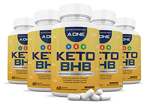 (5 Pack) A One Keto Pills Includes Apple Cider Vinegar goBHB Exogenous Ketones Advanced Ketogenic Supplement Ketosis Support for Men Women 300 Capsules
