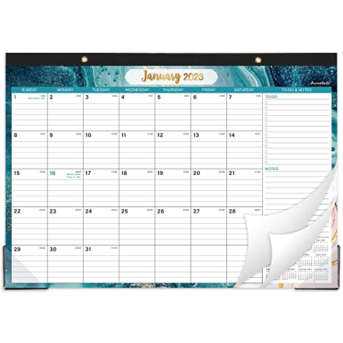 2023 Desk Calendar – 12 Months Desk Calendar, Jan 2023 – Dec 2023, Desk Calendar 2023 with Julian Date, 17”x 12”, Thick Paper, To-Do & Notes, 2 Corner Protectors