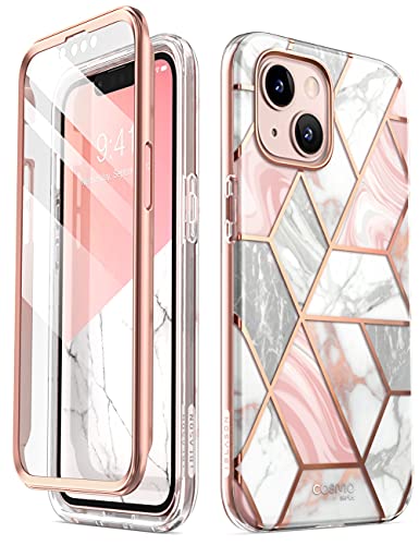 i-Blason Cosmo Series Case for iPhone 13 6.1 inch (2021 Release), Slim Full-Body Stylish Protective Case with Built-in Screen Protector(Marble)