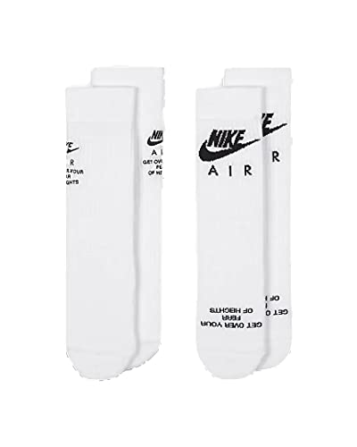 Nike Adult SNKR Sox Crew Socks 2 Pack (White(DA2584-100)/Black, Large)