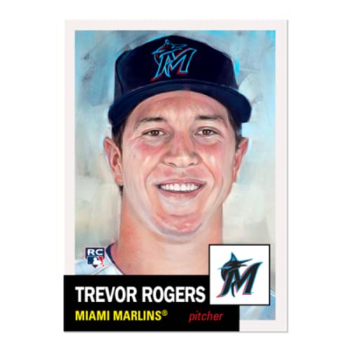 2021 Topps MLB The Living Set #428 Trevor Rogers RC Rookie Miami Marlins Official Online Exclusive Baseball Card with LIMITED PRINT RUN and Red Facsimile Signature on Back (Stock Photo Used), Card is straight from Topps and in Near Mint to Mint Condition.