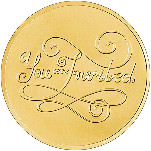 200 Pieces Envelope Embossed Sticker ‘re Invited Wedding Round Embossed Foil Seals Embossed Aluminum Foil Sticker Seal are Invited Stickers for Envelopes Invitations Present Decoration (Gold)