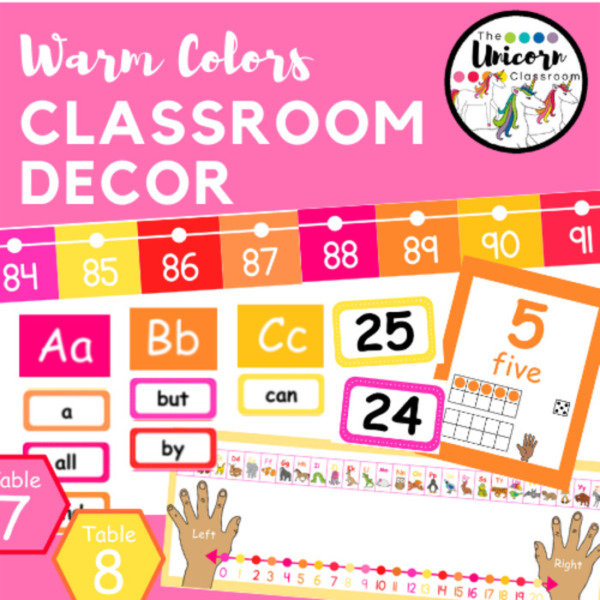 Warm Colors Classroom Decor Pack