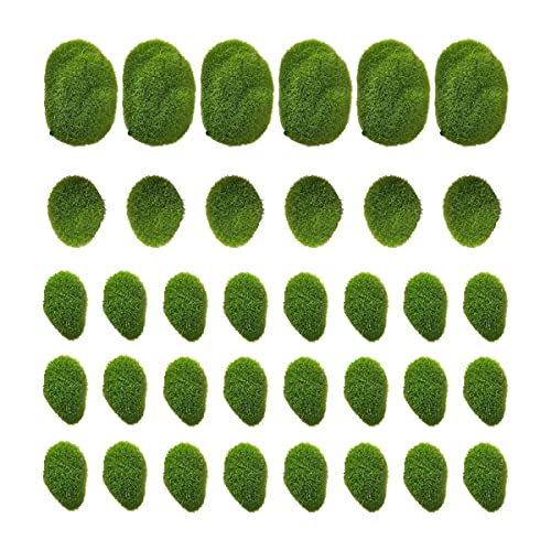 Boagkaah 36 Pieces 3 Size Artificial Moss Rocks Decorative, Green Moss Balls for Floral Arrangements Gardens and Crafting