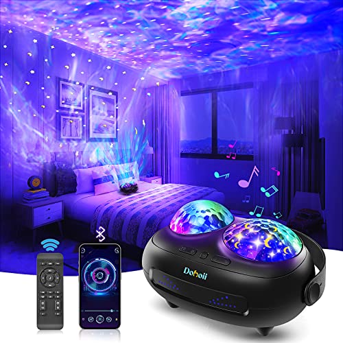 Dohoii Star Projector, Galaxy Projector Night Light for Kids, Ocean Wave Projector with Bluetooth Speaker & White Noise, Rechargeable Table Projection Lamp for Bedroom, Ceiling, Party (Black)