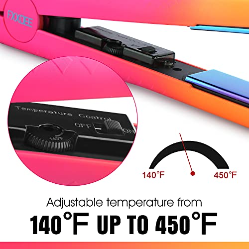 Hair Straightener ,FXXOEE Flat Iron : 2 in 1 Titanium Flat Iron World Voltage for All Hair Types, Gradient Flame | The Storepaperoomates Retail Market - Fast Affordable Shopping