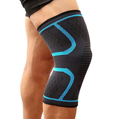 YCSM 1PCS Fitness Running Cycling Knee Support Braces Elastic Nylon Sport Compression Knee Pad Sleeve for Basketball Volleyball (Color : Blue, Size : M)