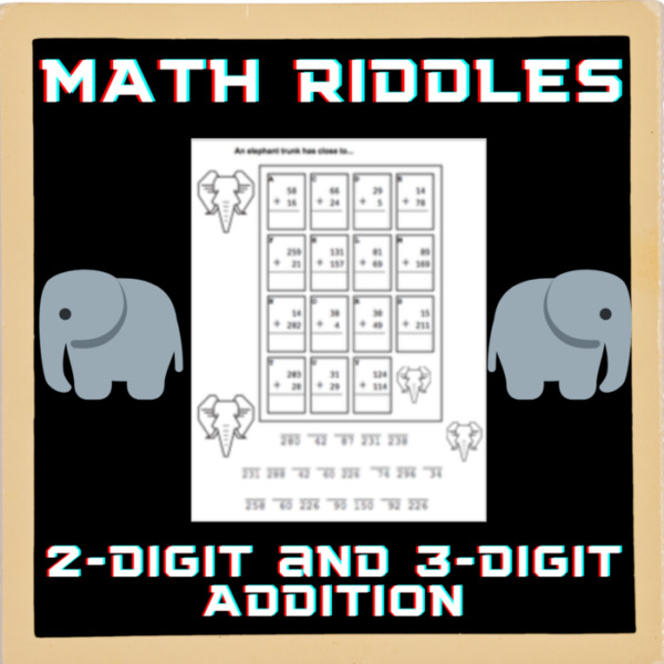 Elephant Facts || TWO DIGIT AND THREE DIGIT ADDITION MATH WORKSHEETS