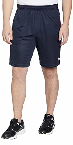 adidas Mens 3 Stripe Shorts with Zipper Pockets (Legend Ink/White, Large)