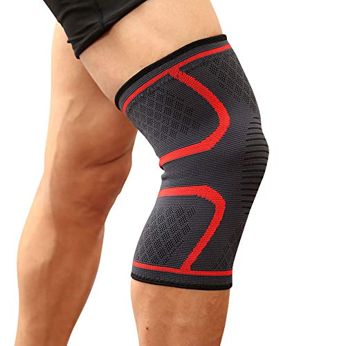 YCSM 1PCS Fitness Running Cycling Knee Support Braces Elastic Nylon Sport Compression Knee Pad Sleeve for Basketball Volleyball (Color : Red, Size : S)