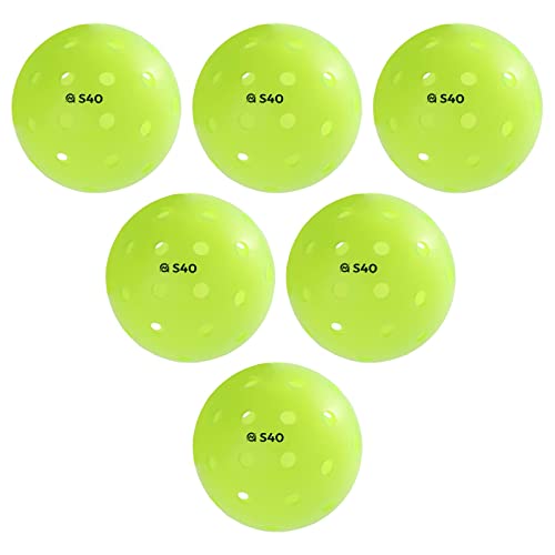 A11N S40 Outdoor Pickleball Balls- USAPA Approved, 6-Pack, Neon Green