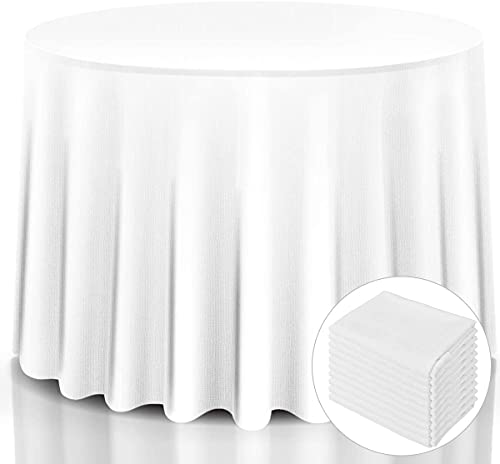 AUGESTER 10 Pcs Round White Tablecloths, 120 Inch Premium Polyester Table Cover, Machine Washable, Decorative Table Cloths for Wedding Reception Restaurant Banquet Party