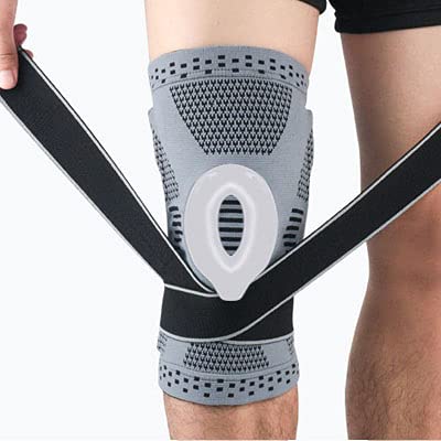 YCSM 1 Piece of Knee Joint Patella Protector Silicone Spring Knee Pads Sports Knee Pads Suitable for Meniscal Tear Arthritis to Relieve Joint Pain. (Color : Gray, Size : L)