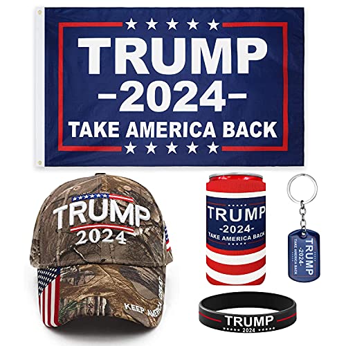 Genericf Unique America Trump 2024 Supporter Kit | Trump 2024 Flag/ 2024 Hat | Trump Gifts | Trump Merch|, One Size