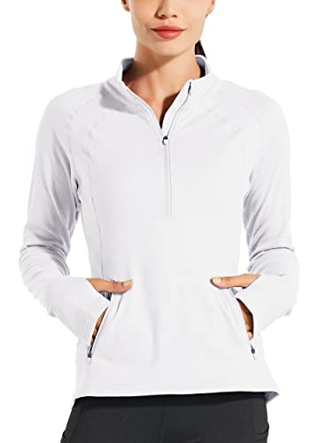 Willit Women’s Fleece Running Pullover Thermal Equestrian Shirt Golf Shirt Long Sleeve Half Zip Exercise Winter Gear White L | The Storepaperoomates Retail Market - Fast Affordable Shopping
