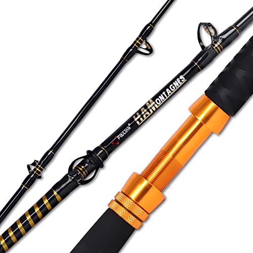 Fiblink Saltwater Fishing Rod 1 Piece Trolling Rod Deep Sea Big Game Conventional Boat Fishing Pole Heavy Duty Spiral Wrapped Rod (6′,50-80lb)