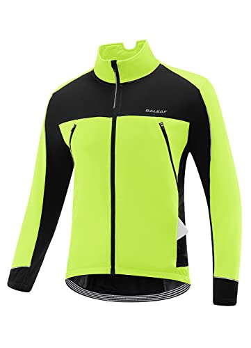 BALEAF Men’s Winter Cycling Running Jacket Windproof Bike Mounatin Biking Bicycle Cold Weather Gear Warm Pockets, green L