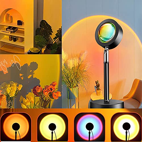 Sunset Lamp,16 Colors Changing Projector,180 Degree Rotation Romantic Sunset Projector, Rainbow Projection Night Light for Atmosphere Room Bedroom Studio Decor