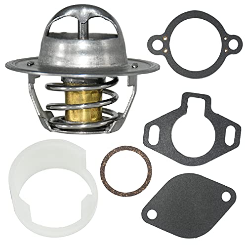 Cylinman 807252Q5 Thermostat Kit 160° with Gasket and Plastic Sleeve Replaces 807252Q5| 807252T8| 807252T5 fit for Mercruiser V6&V8 GM engines 4.3L, 5.0L, 5.7L, 7.4L, 8.2L 1987-2016