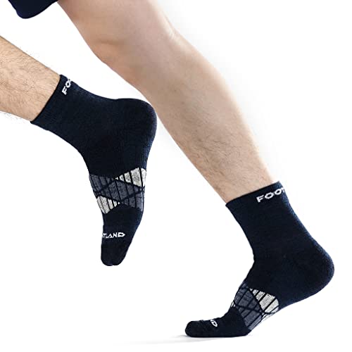 FOOTLAND Merino Wool Hiking Quarter Socks for Men, Women, Moisture-Wicking, Anti-blister Heel-Lock Ankle Protect, Sport-AQ Darkblue L | The Storepaperoomates Retail Market - Fast Affordable Shopping