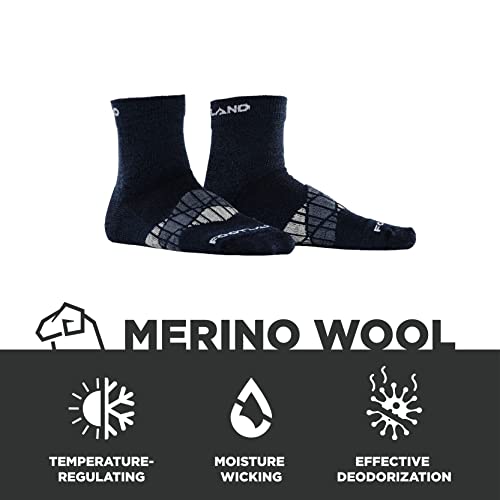 FOOTLAND Merino Wool Hiking Quarter Socks for Men, Women, Moisture-Wicking, Anti-blister Heel-Lock Ankle Protect, Sport-AQ Darkblue L | The Storepaperoomates Retail Market - Fast Affordable Shopping