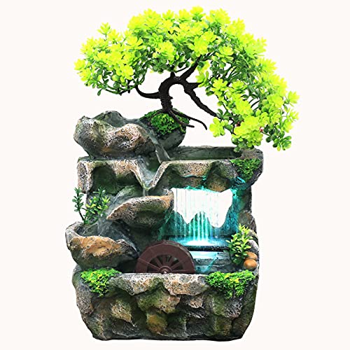 AMAVIP Rockery Stream Tabletop Fountain, Zen Meditation Indoor Waterfall Feature with Automatic Pump, for Home Office Bedroom Desk Decoration (Style 2)