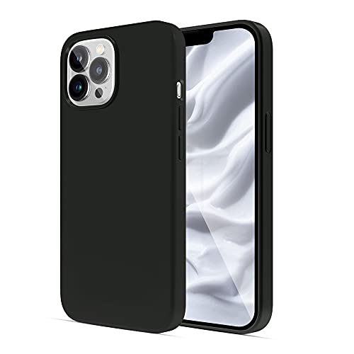 PULEN Liquid Silicone Case Designed for iPhone 13 Pro Max Case,Slim Gel Rubber Full Body Protection Shockproof Drop Protection Case – Black