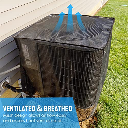 Joiish Air Conditioner Cover Full Mesh with Detachable 600 D Waterproof Top, 32 x 32 x 36 Inch Outside Central AC Unit Protector Against Leaves, Weeds, Cottonwood and Debris, Breathable & All Seasons | The Storepaperoomates Retail Market - Fast Affordable Shopping