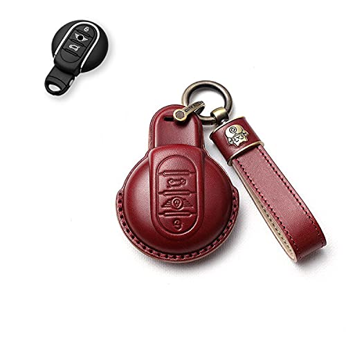 ZHAOZOUL Leather Car Key Case Cover for BMW MINI COOPER S ONE JCW F54 F55 F56 F57 F60 CLUBMAN COUNTRYMAN Keychain (Red Keychain),ZHAOZOUL,One Size
