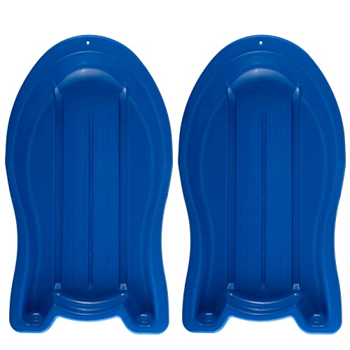 Superio Pack of 2 Toboggan Snow Sleds for Kids and Adults, 37″ Plastic Sleds with Pull Ropes and Handles (Blue)