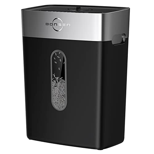BONSEN High Security Micro-Cut Paper Shredder, 6-Sheet P-4 Home Office Shredder, Paper / Credit Cards / Staples / Clips Small Shredder with 4-Gallon Big Wastebasket, Black (S3101-M)